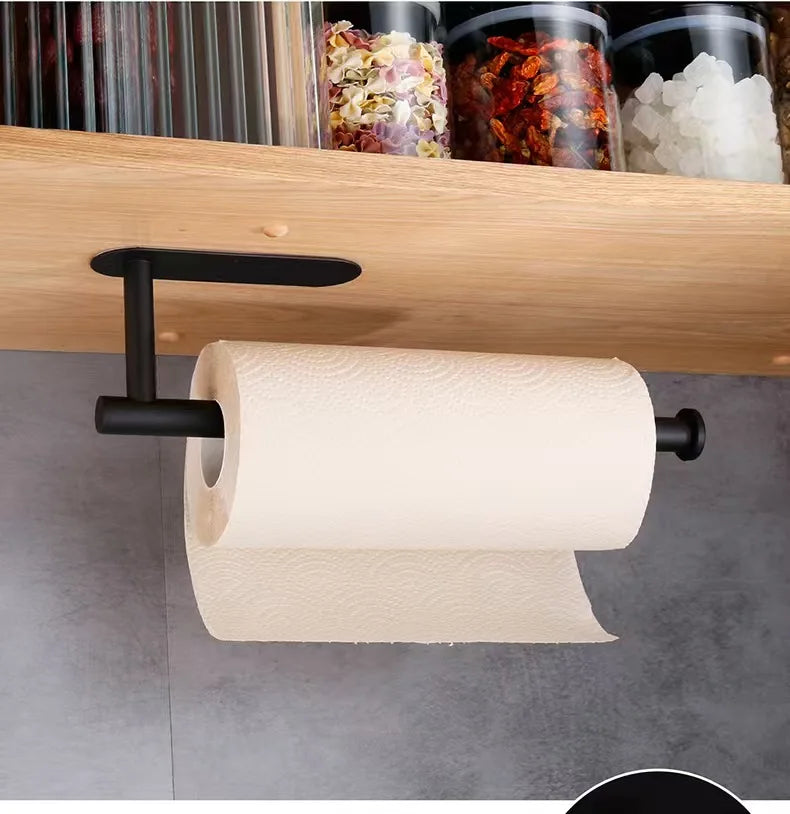 Kitchen Paper Towel Holder Adhesive Tissue Hanger Toilet Roll Paper Dispenser Cabinet Storage Napkin Rack Bathroom Accessories